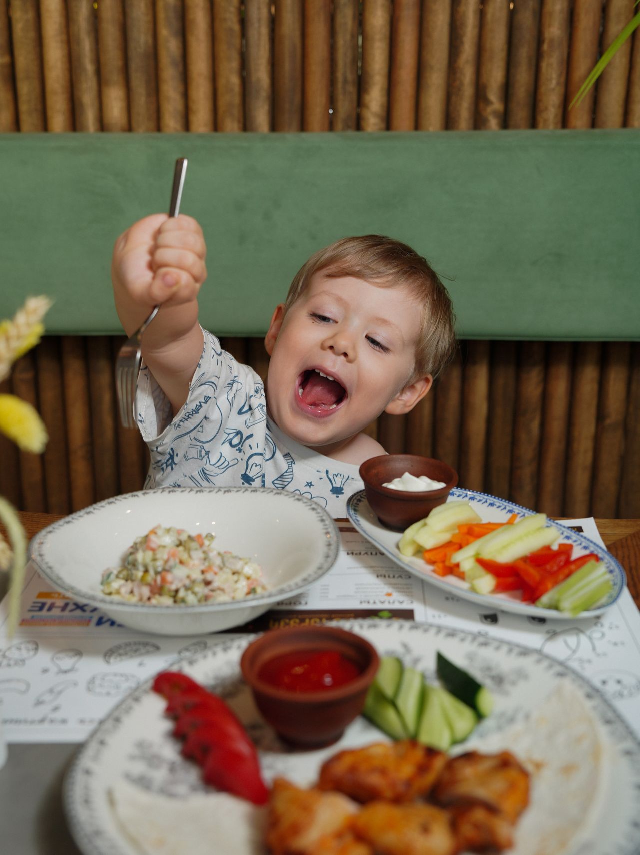 Happy Child Enjoying Healthy School Lunch